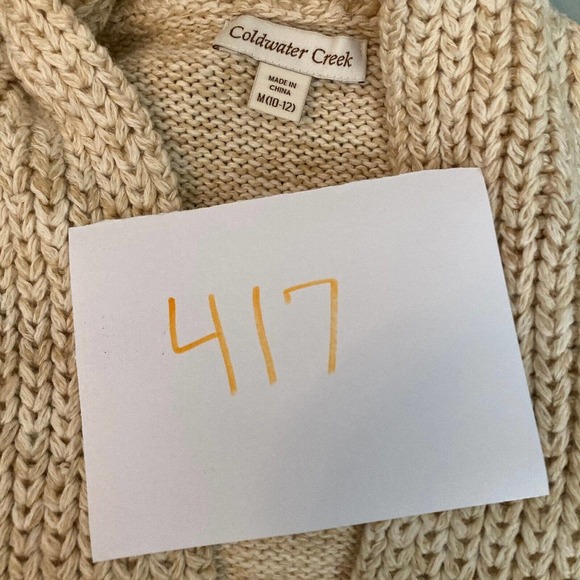 Coldwater Creek Womens Beige Chunky‎ Open Knit Cotton Cardigan Sweater Sz M - Picture 10 of 10